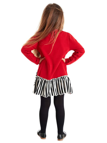 Denokids Kleid "Meow" in Rot/ Schwarz/ Weiß