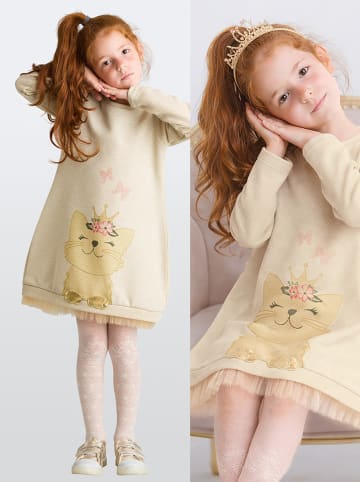 Denokids Sukienka "Cat" w kolorze beżowym