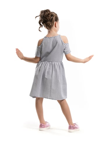Denokids Kleid "Teddy" in Grau/ Weiß