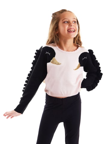 Denokids Sweter "Black Swans" w kolorze czarno-jasnoróżowym
