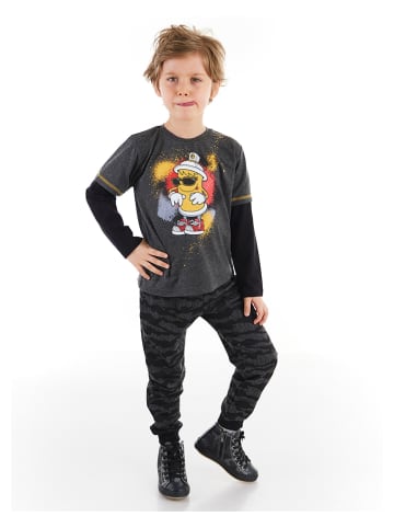 Denokids 2tlg. Outfit "Spray" in Anthrazit/ Schwarz