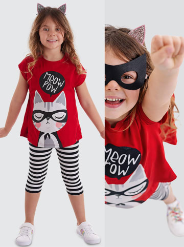 Denokids 2tlg. Outfit "Meow Pow" in Rot/ Schwarz
