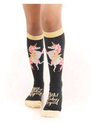 Denokids Kniesokken "Unicorn" antraciet