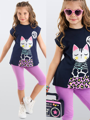 Denokids 2-delige outfit "Jungle Cat" donkerblauw/paars