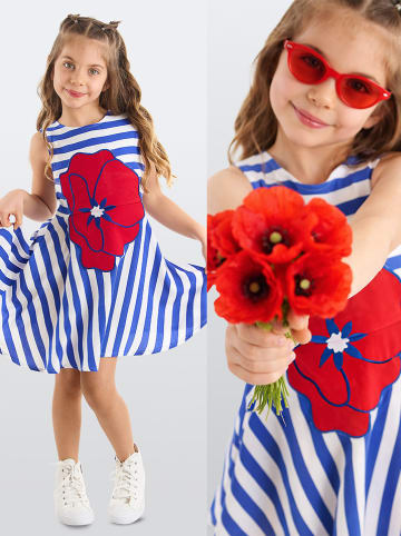 Denokids Jurk "Poppy" blauw/wit