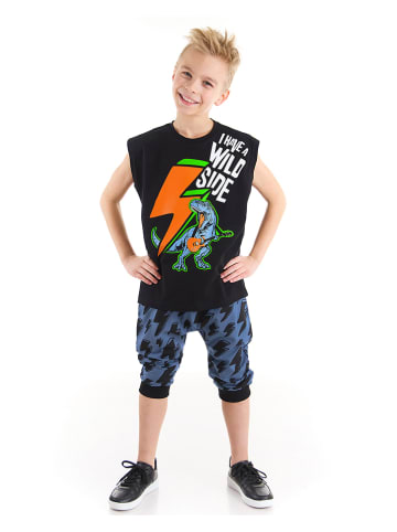 Denokids 2-delige outfit "Thunder Dino" zwart/blauw