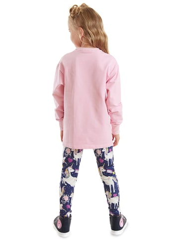 Denokids 2-delige outfit "Unicorn Dream" lichtroze/donkerblauw