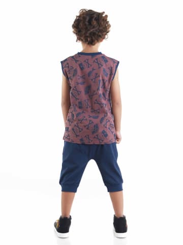 Denokids 2-delige outfit "Sea" lichtbruin/donkerblauw