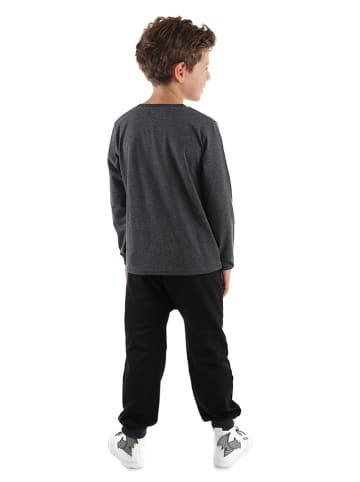 Denokids 2-delige outfit "Race" donkergrijs/zwart