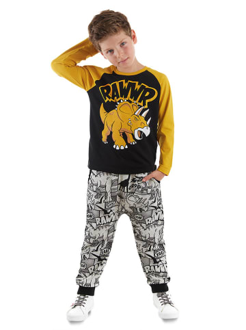 Denokids 2tlg. Outfit "Rawr Comics" in Schwarz/ Grau