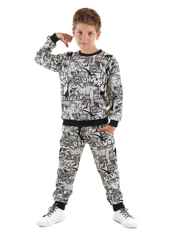 Denokids 2-delige outfit "Comic Dino" grijs