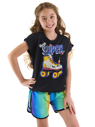 Denokids 2-delige outfit "Unicorn Skate" donkerblauw/meerkleurig