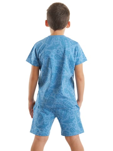 Denokids 2-delige outfit "Shark Sea" blauw