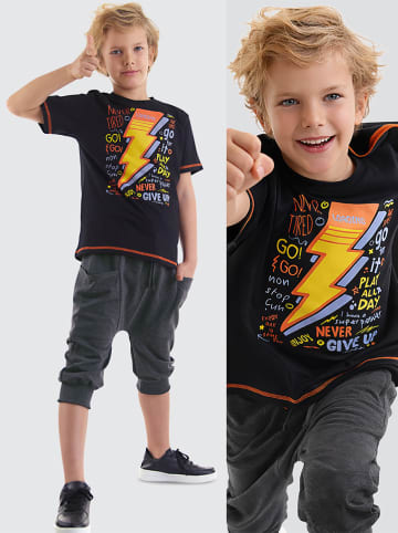 Denokids 2-delige outfit: "Loading" zwart/antraciet