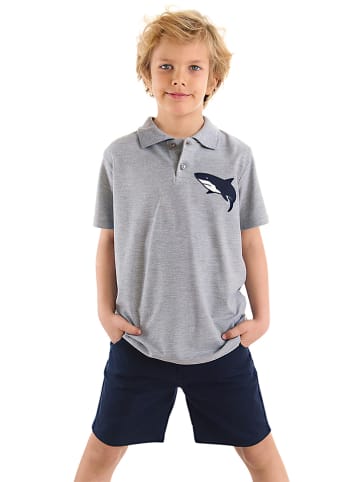 Denokids 2tlg. Outfit "Shark Embroideried" in Grau/ Dunkelblau
