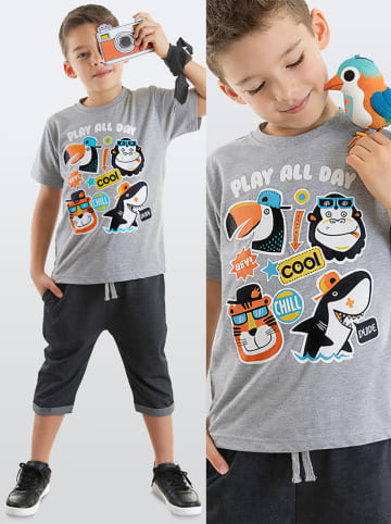 Denokids 2-delige outfit grijs/antraciet