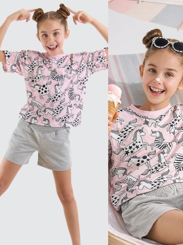 Denokids 2-delige outfit "Unicorn Gang" lichtroze/grijs