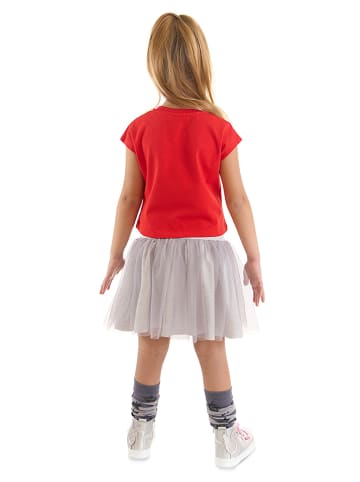 Denokids 2-delige outfit rood/grijs