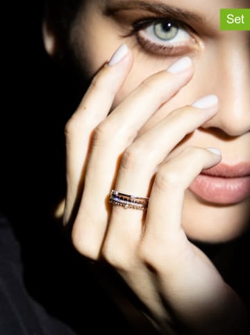 ATELIER DU DIAMANT 4-delige set: gouden ringen "Harmonie" met diamanten