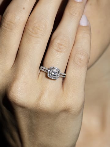 ATELIER DU DIAMANT Witgouden ring "Antique" met diamanten