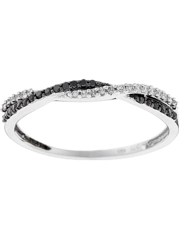 ATELIER DU DIAMANT Złoty pierścionek "En noir et blanc" z diamentami