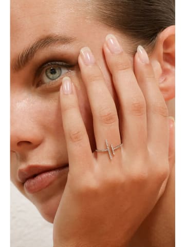 ATELIER DU DIAMANT Weißgold-Ring "Parallèle asymétrique" mit Diamanten