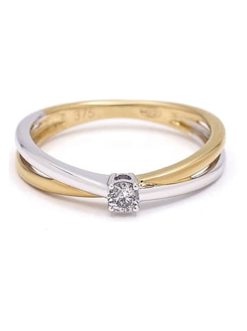 ATELIER DU DIAMANT Gold-/ Weißgold-Ring "Solitaire Bi or" mit Diamanten