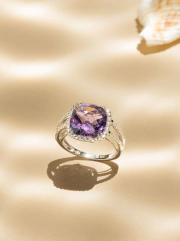 ATELIER DU DIAMANT Złoty pierścionek "Divine Améthyste 10" z diamentami