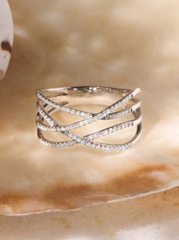 ATELIER DU DIAMANT Witgouden ring "Entrelacs lumineux" met diamanten