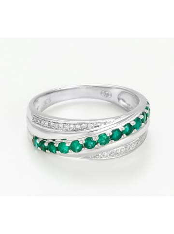 ATELIER DU DIAMANT Złoty pierścionek "Entrelacs emeraude" z diamentami