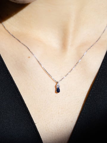 ATELIER DU DIAMANT Złota zawieszka "Larme de Saphir" z diamentami i szafirem