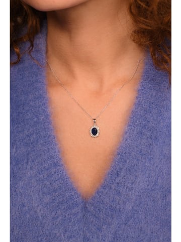 ATELIER DU DIAMANT Weißgold-Anhänger "Soleil Bleu" mit Edelsteinen