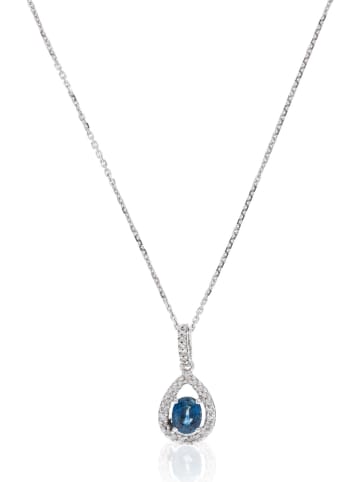 ATELIER DU DIAMANT Witgouden hanger "Larme bleu nuit" met diamanten