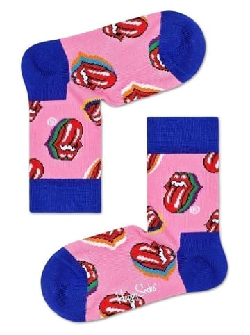 Happy Socks Socken "Rolling Stones Candy Kiss" in Rosa/ Dunkelblau