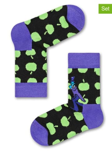 Happy Socks 2er-Set: Socken in Schwarz/ Lila
