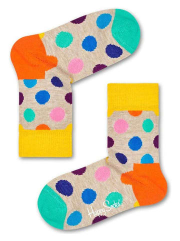 Happy Socks Skarpety "Big Dot" w kolorze beżowym ze wzorem