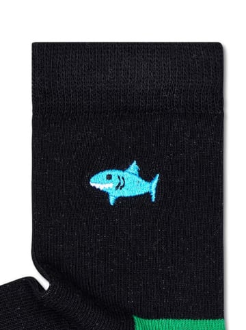 Happy Socks Socken "Shark" in Dunkelblau/ Orange/ Grün