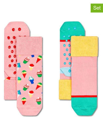 Happy Socks 2-delige set: sokken "Ice Cream" lichtroze/groen