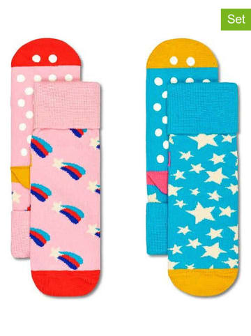Happy Socks 2-delige set: sokken "Shooting Star" lichtroze/blauw