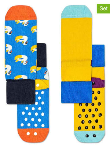 Happy Socks 2-delige set: sokken "Swan" blauw/mosterdgeel
