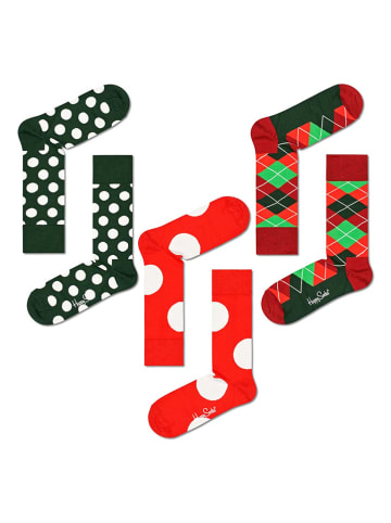 Happy Socks 3-delige geschenkset zwart/rood