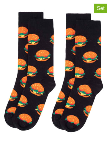 Happy Socks Skarpety (2 pary) w kolorze czarnym