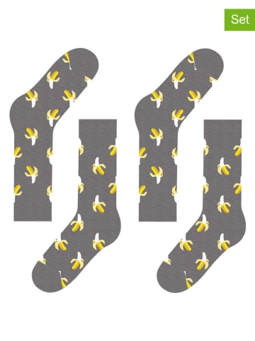 Happy Socks Skarpety (2 pary) w kolorze szaro-żółtym
