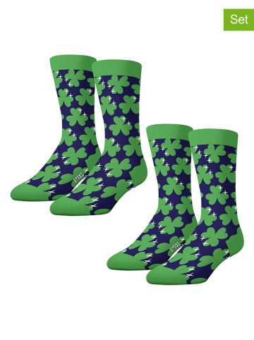 Lucky Socks 2er-Set: Socken in Grün/ Dunkelblau