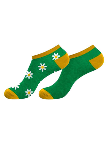Lucky Socks Skarpety (2 pary) "Daisy" w kolorze zielono-musztardowym