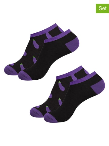Lucky Socks Skarpety (2 pary) "Eggplant" w kolorze czarno-fioletowym
