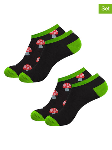 Lucky Socks 2-delige set: sokken  "Mushroom" zwart/groen/rood