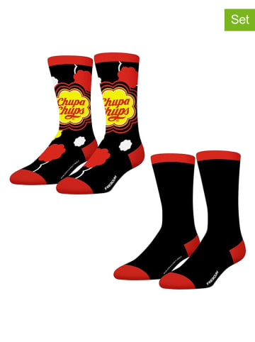 Disney Skarpety (2 pary) "Chupa-Chups" w kolorze czarno-czerwono-żółtym