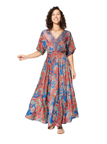 Aller Simplement Jurk blauw/rood/turquoise