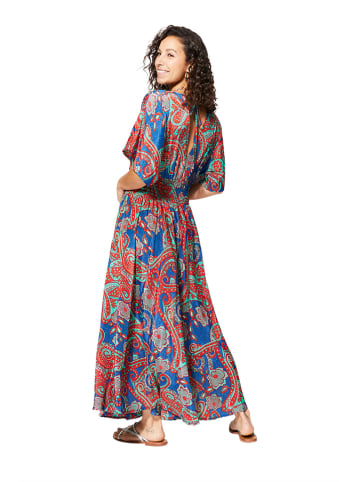 Aller Simplement Jurk blauw/rood/turquoise